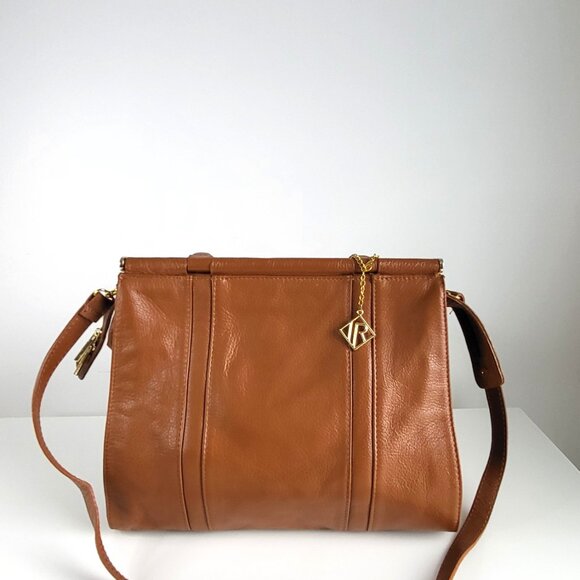Vintage Italian Genuine Leather Structured Tote I Tan Brown I Made in Italy - Picture 3 of 9
